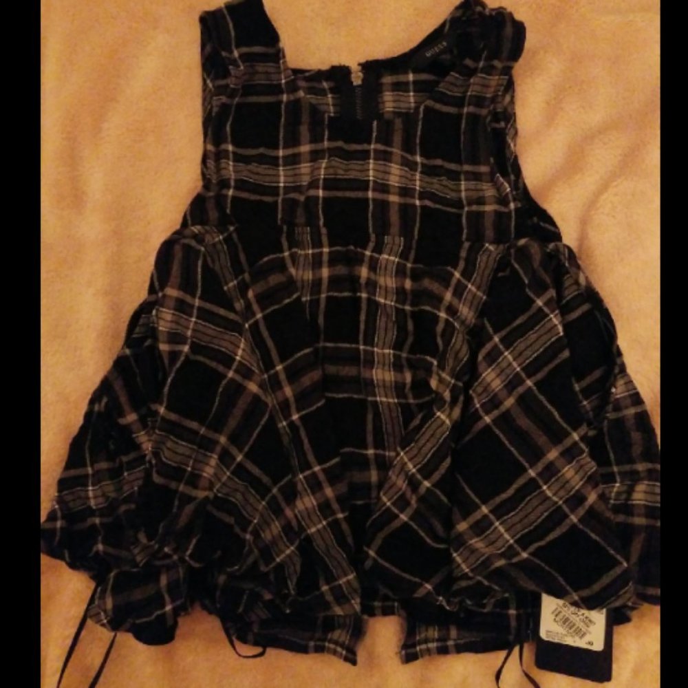GUESS Plaid Cold Shoulder Top